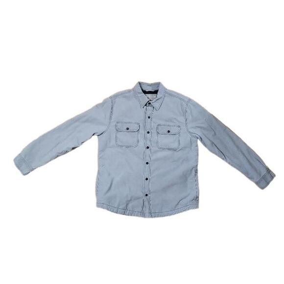 L.L. Bean Men M Reg Light Grey Button Up Jacket Sherpa Line Chest Pockets Casual - Picture 2 of 7